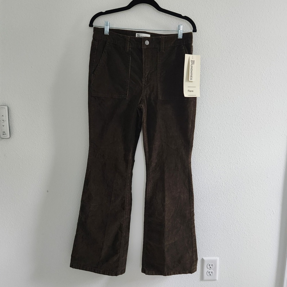 Womens Brown‎ Corduroy Porkchop Flare Pants Size 8 NWT
